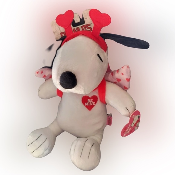 Peanuts Snoopy Dog Plush Squeaky Toy Valentine's Day "Be Mine" with Angel Wings - Picture 4 of 5